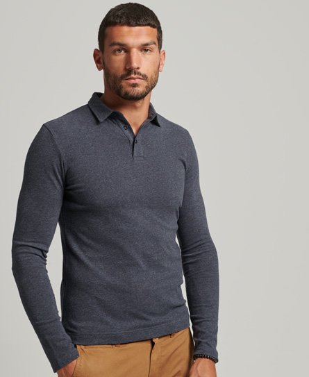 Langärmeliges Jersey-Polohemd aus Baumwolle