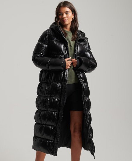 Superdry Women’s Xpd Sports Longline Puffer Coat Black - Size: 12