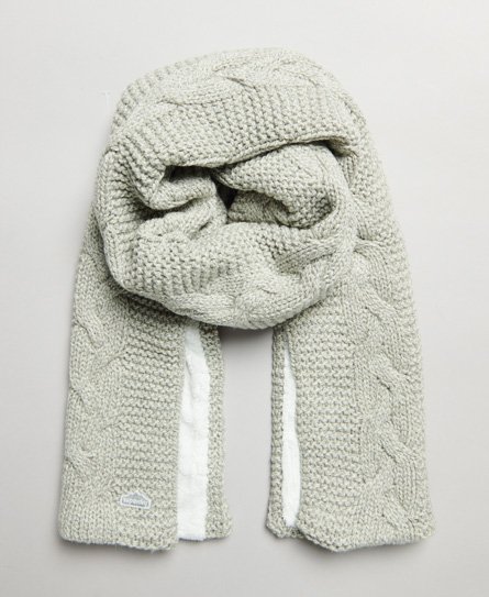 Superdry Women’s Cable Knit Scarf Light Grey / Light Grey Tweed - Size: 1SIZE