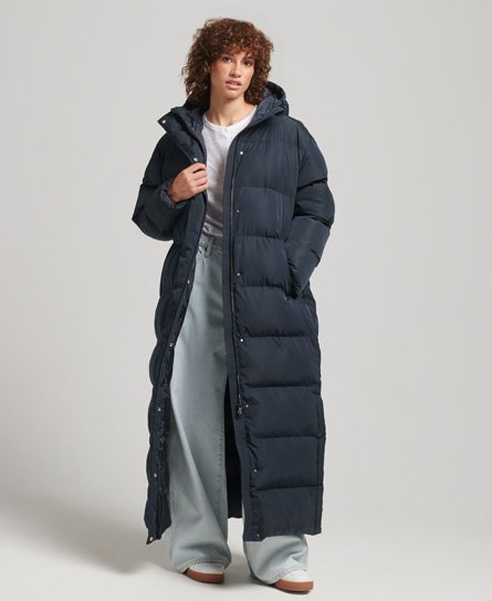 Superdry Women’s Hooded Maxi Puffer Coat Navy / Eclipse Navy - Size: 8
