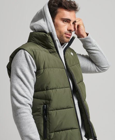 Superdry Male Sports Pufferbodywarmer Zonder Capuchon Khaki