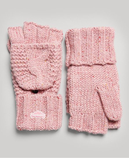 Superdry Women’s Cable Knit Gloves Pink / Rose Tweed - Size: One Size