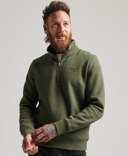 Essential sweatshirt van biologisch katoen met halve rits en logo