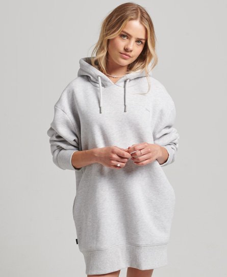 Superdry Women’s Organic Cotton Embroidered Logo Sweat Dress Light Grey / Glacier Grey Marl - Size: XS/S