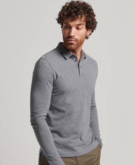 Langärmeliges Jersey-Polohemd aus Baumwolle