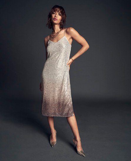 Ombre Sequin Slip Midi Dress