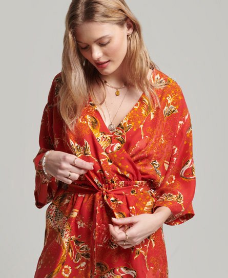 Superdry Women’s Kimono Playsuit Red / Koi Lace Red - Size: 12