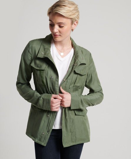Superdry Women’s Cupro M65 Jacket Green / Thyme - Size: 8