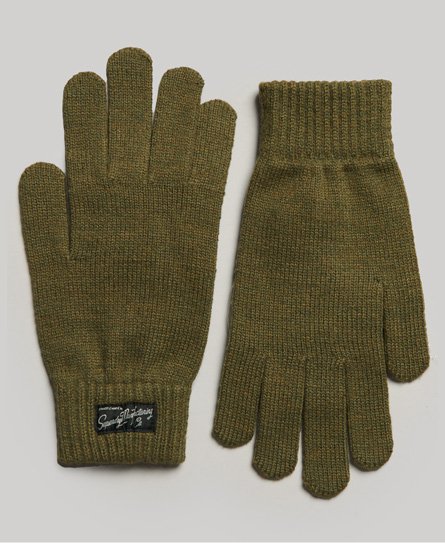 Superdry Unisex Essential Logo Gloves Green / Olive Marl - Size: S/M
