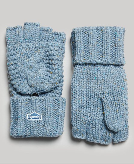 Superdry Women’s Cable Knit Gloves Light Blue / Soft Blue Tweed - Size: 1SIZE