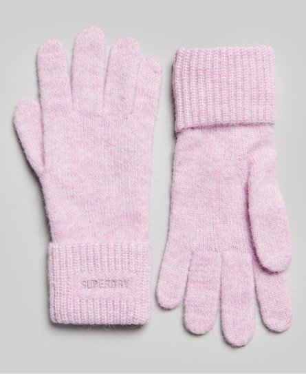 Superdry Women’s Essential Ribbed Gloves Pink / Lilac Marl - Size: 1SIZE