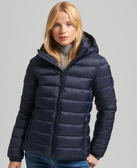 Superdry Women’s Hooded Classic Puffer Jacket Navy / Eclipse Navy - Size: 8