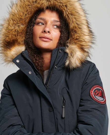 Superdry Women’s Hooded Everest Faux Fur Parka Coat Navy / Eclipse Navy - Size: 10