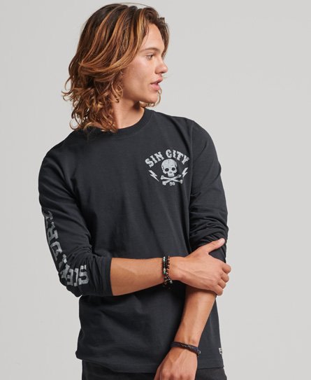 Superdry Cotton Ls Grandad Top T-shirt in Vintage Black Black Save 34% for Men Mens Clothing T-shirts Long-sleeve t-shirts 