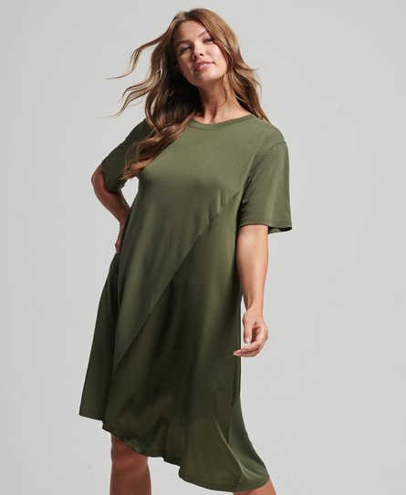 Superdry Women’s Fabric Mix Dress Green / Ivy Green - Size: 12