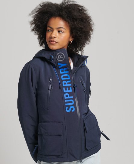 Superdry Women’s Hooded Ultimate SD-Windcheater Jacket Blue / Nordic Chrome Navy/Mazarine Blue - Size: 10