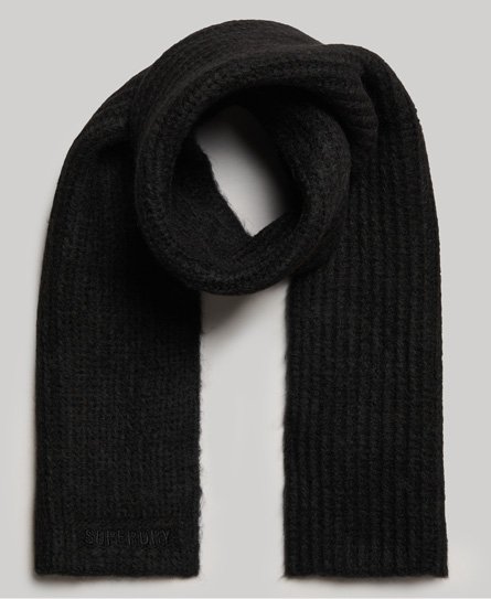 Superdry Women’s Essential Ribbed Scarf Black - Size: 1SIZE