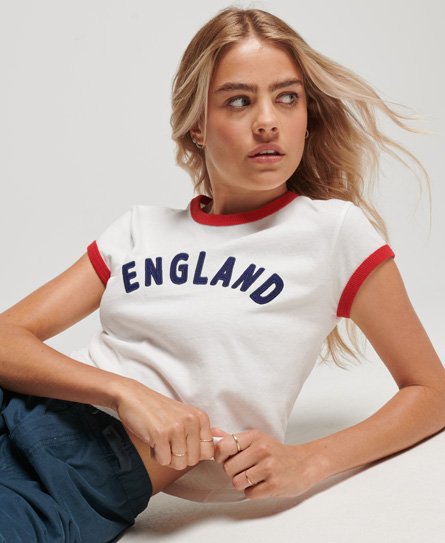 Superdry x Ringspun Fußball-T-Shirt England mit Ringerärmeln