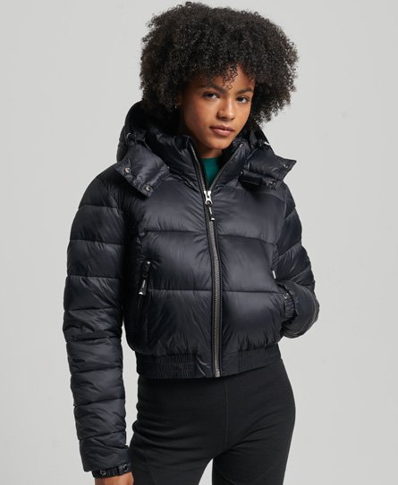 Superdry Women’s Fuji Cropped Hooded Jacket Black - Size: 14