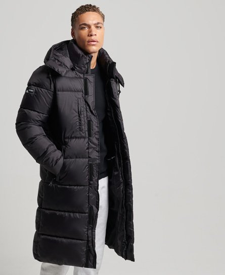 Men's - Ripstop Longline Puffer Jacket in Black | Superdry UK