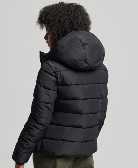 Puffer UK Sports Jacket | - Black Hooded in Superdry Spirit Womens