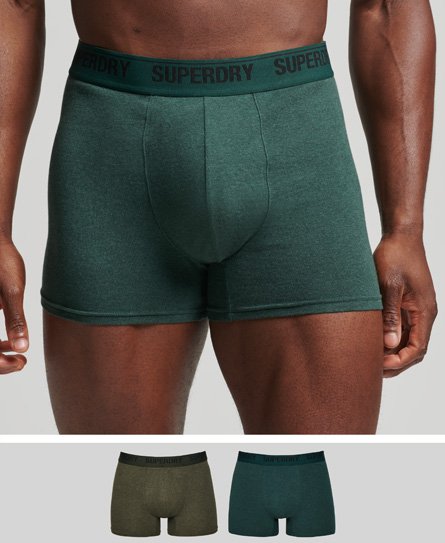 Superdry Men’s Organic Cotton Boxer Double Pack Green / Olive/Enamel - Size: S