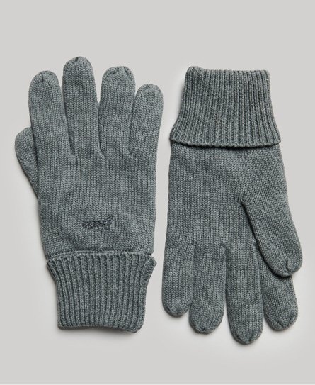 Superdry Men’s Vintage Logo Gloves Grey / Rich Charcoal Marl - Size: 1SIZE