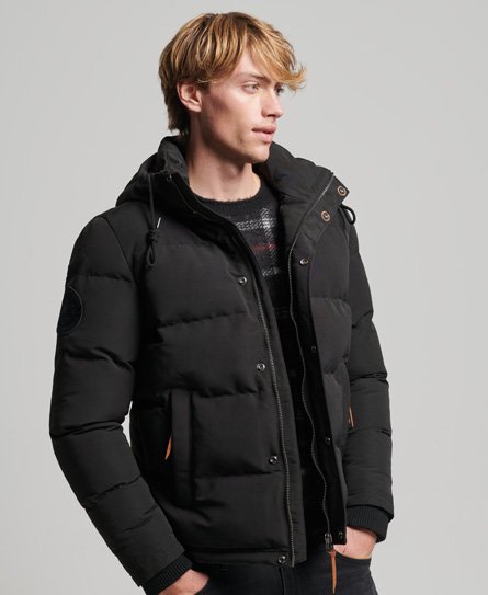Superdry Men’s Everest Hooded Puffer Jacket Black / Jet Black - Size: XL