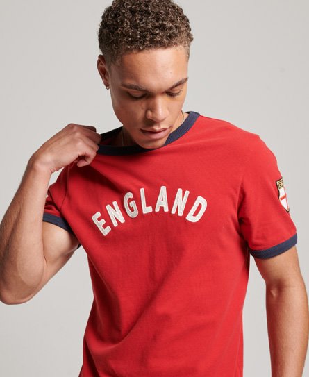 Englannin ottelupäivän jalkapallo-T-paita reunustetuilla hihoilla