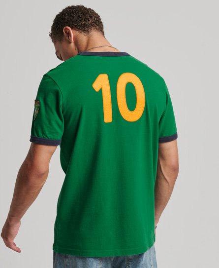 Kontrastireunuksinen Brasilian ottelupäivän jalkapallo-T-paita