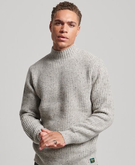 Tweed-genser i ullblanding med stående krage