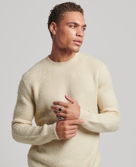 Superdry Men’s Brush Knitted Crew Jumper Nude / Natural - Size: XL