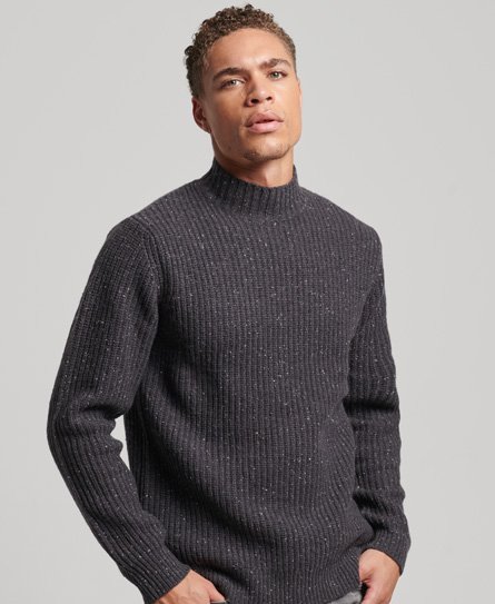 Tweed-Pullover aus Wollmischgewebe mit angedeutetem Ausschnitt