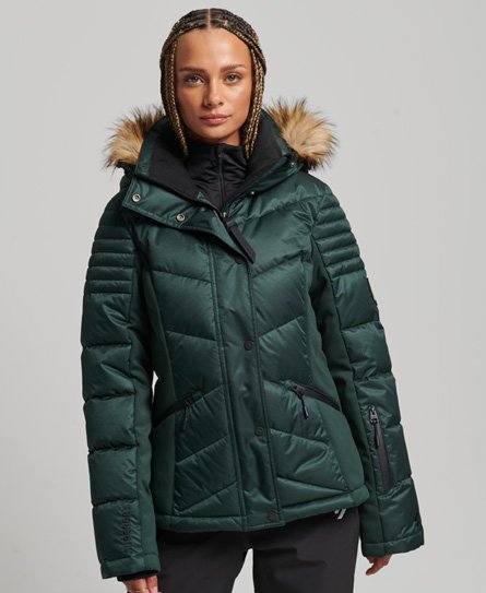 Superdry Women’s Sport Snow Luxe Puffer Jacket Green / Eagle Green - Size: 10