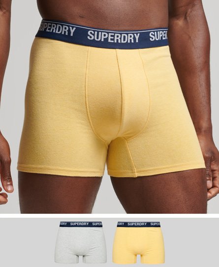 Superdry Men’s Organic Cotton Boxer Double Pack Yellow / Yellow/grey - Size: S
