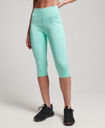 Superdry Women’s Sport Run Cropped Tight Leggings Turquoise / Ice Mint - Size: 6