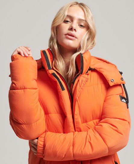 Orange puffer coat womens on sale