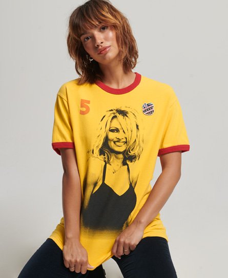 Superdry Women's Ringspun Allstars PA Graphic Boyfriend T-Shirt Yellow / Springs Yellow