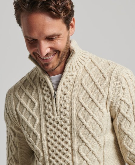 Wool Blend Cable Henley Jumper