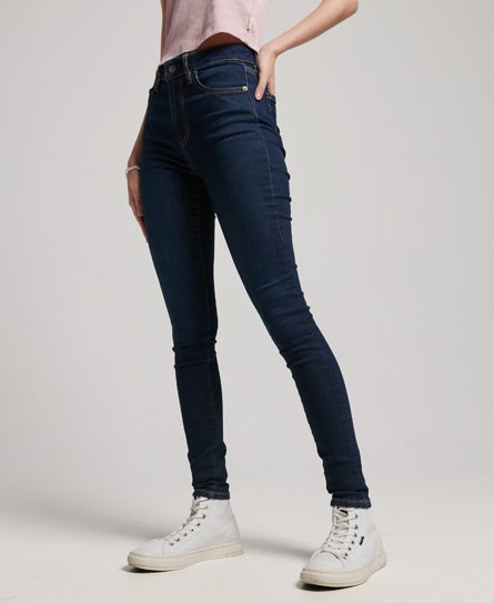 Superdry Women’s Organic Cotton High Rise Skinny Denim Jeans Dark Blue / Van Dyke Mid Used - Size: 26/30