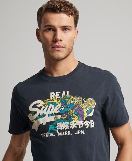 Superdry Men’s Japanese Graphic Logo T-Shirt Navy / Eclipse Navy - Size: L