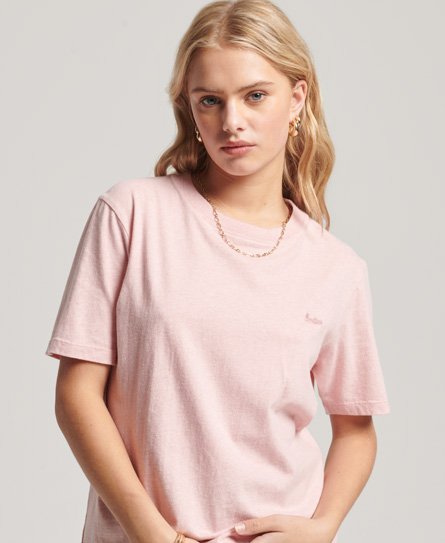 Superdry Women’s Organic Cotton Vintage Logo Embroidered T-Shirt Pink / Soft Pink Marl - Size: 8
