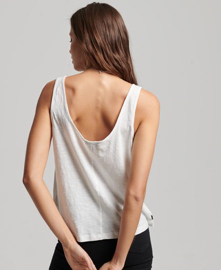 EMBROIDERED MARINIÈRE TANK TOP IN JERSEY TULLE - OFF WHITE / BLACK