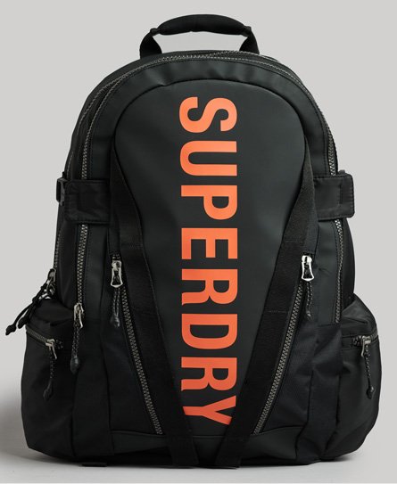 Superdry Men’s Mountain Tarp Graphic Backpack Black / Black/Bold Orange - Size: 1SIZE