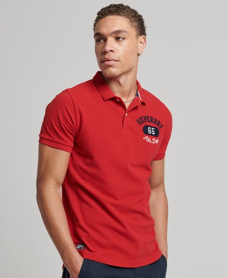 Superdry Men’s Men’s Classic Embroidered Superstate Polo Shirt, Red, Size: L