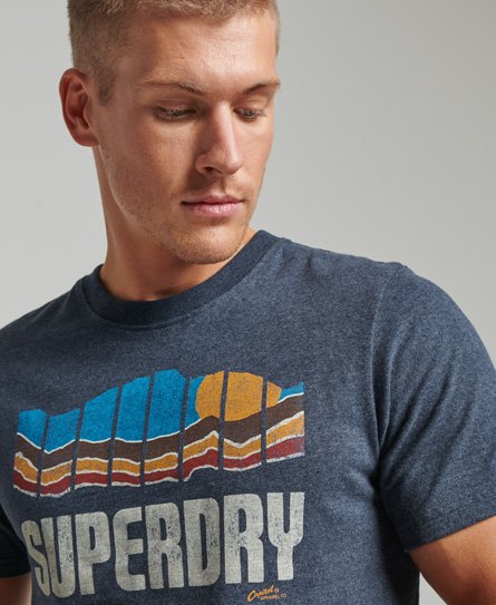 Superdry Men’s Men’s Classic Vintage Great Outdoors T-Shirt, Blue, Size: Xxl
