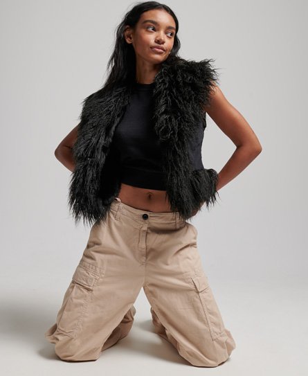 Faux Fur Lined Afghan Cropped Gilet
