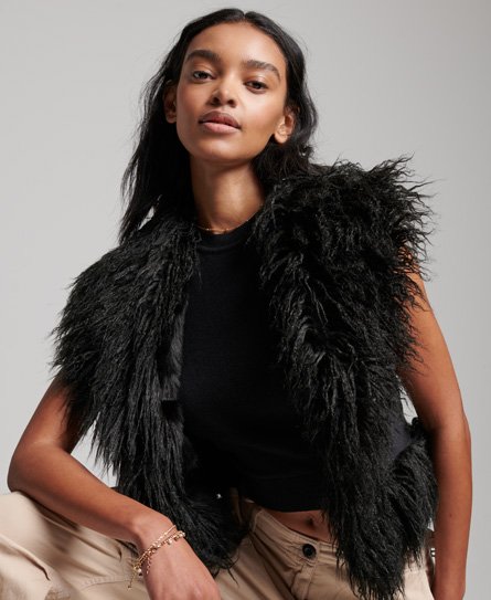 Faux Fur Lined Afghan Cropped Gilet