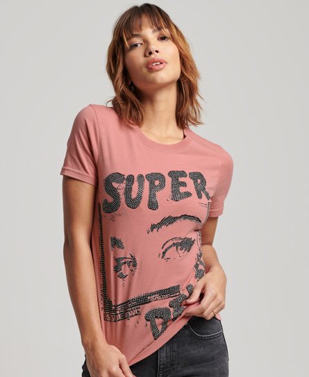 Superdry Women’s Lo-fi Poster T-Shirt Pink / Dusty Rose - Size: 10