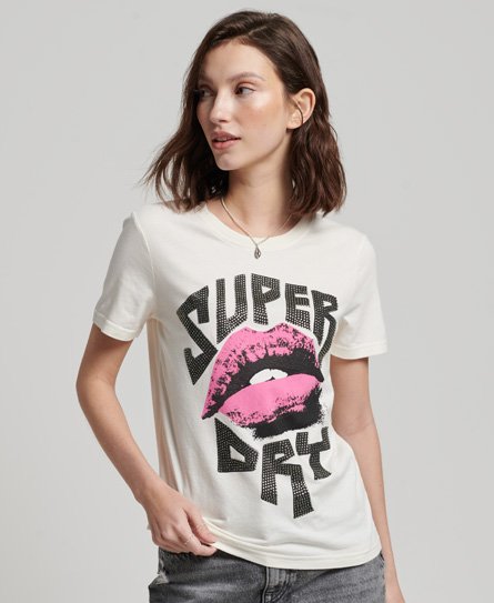 Superdry Women’s Lo-fi Poster T-Shirt White / Winter White - Size: 6